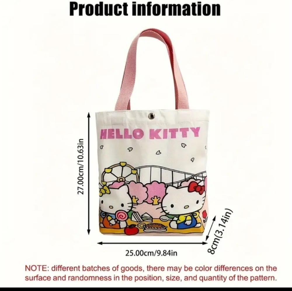 Hello Kitty Colorful Graphic Tote Kitty On A Picnic - Picture 2 of 5